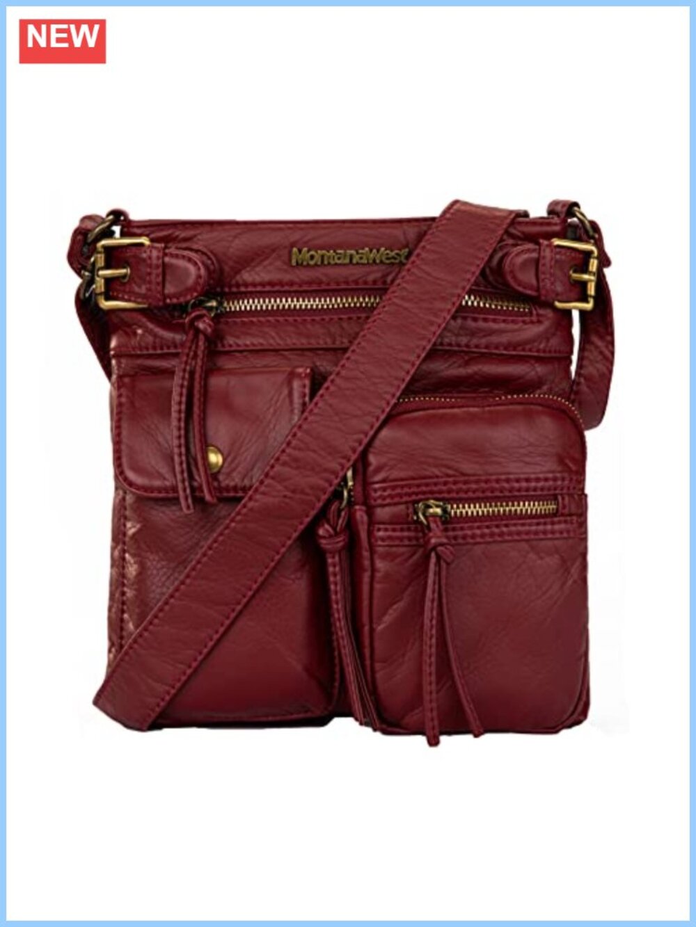 Ultra Soft Washed Vegan Leather Crossbody Bag Multi Pocket Shoulder Travel Purse